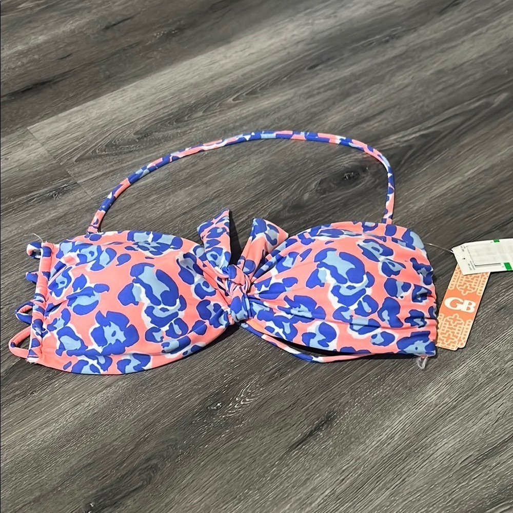 Pink and Blue Floral Bikini Top